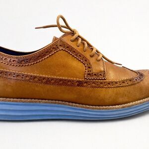 Cole Haan LunarGrand Wingtip Oxford Mens 9.5 Tan Leather Lightweight